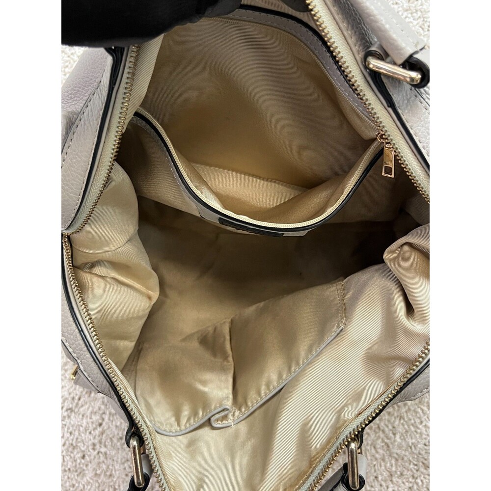 ORA DELPHNE leather Satchel light Gray LG Top Handles/Shoulder Strap - Picture 12 of 14